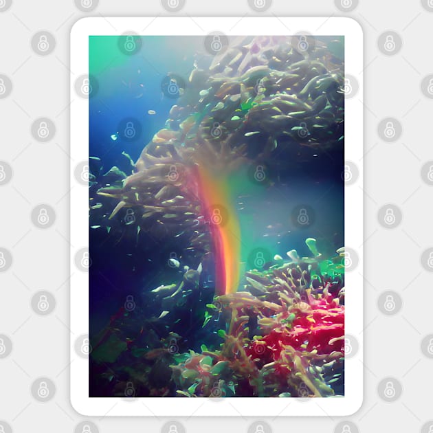 RAINBOW UNDER THE OCEAN WAVES Sticker by sailorsam1805